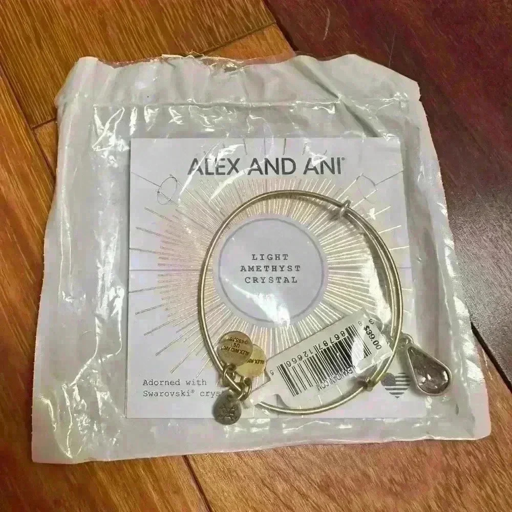 Alex and Ani | Brand new light pink amethyst crystal bronze bracelet